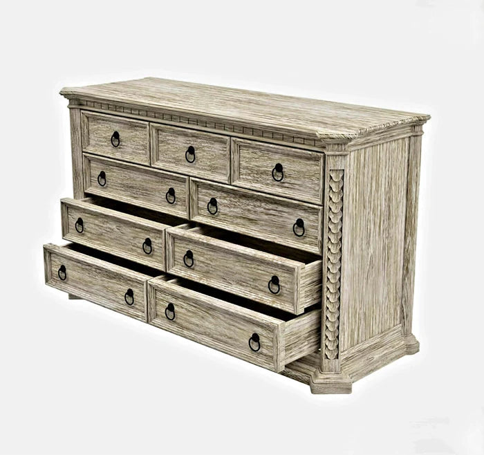 Nimbus Rustic Solid Wood Large Dresser With 9 Drawers