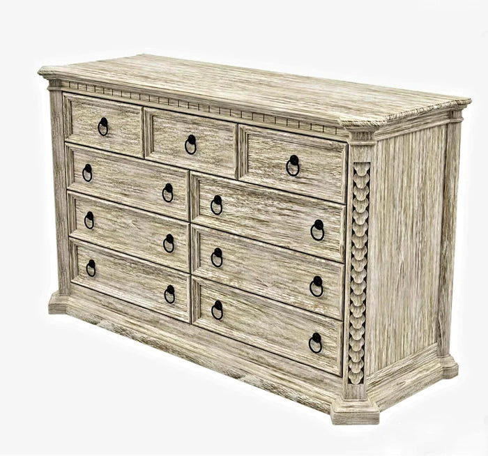 Nimbus Rustic Solid Wood Large Dresser With 9 Drawers