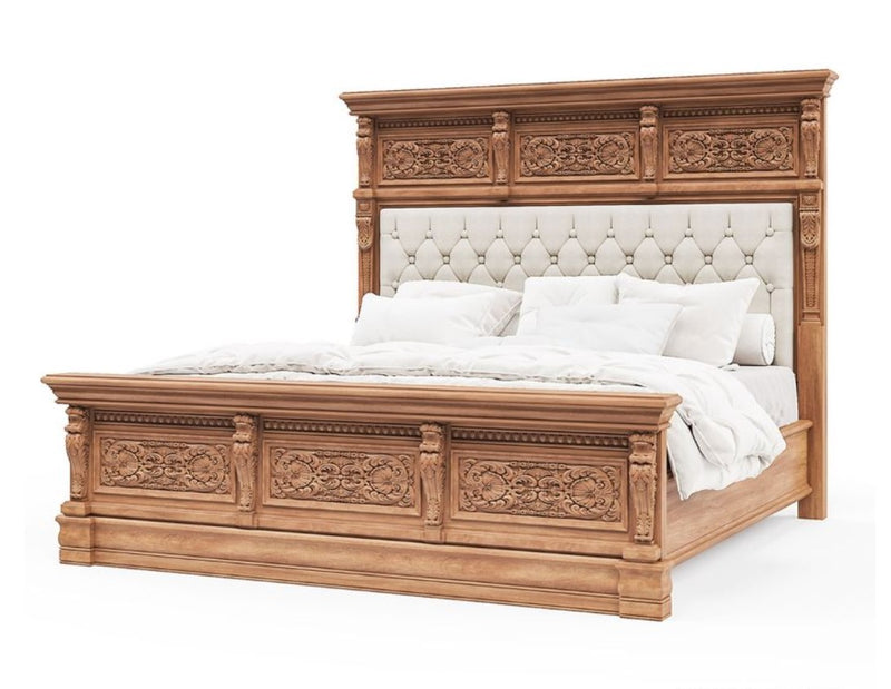 Sasha Hand Carved Solid Wooden Tufted 5-pc Bedroom Set