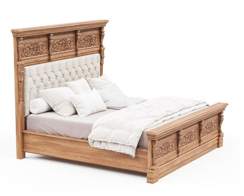 Sasha Hand Carved Solid Wooden Tufted 5-pc Bedroom Set