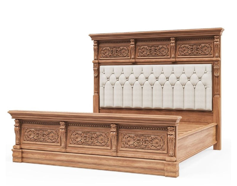 Sasha Hand Carved Solid Wooden Tufted 5-pc Bedroom Set