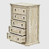 Nimbus Hand Carved Solid Wood Tall Dresser With 5 Drawers