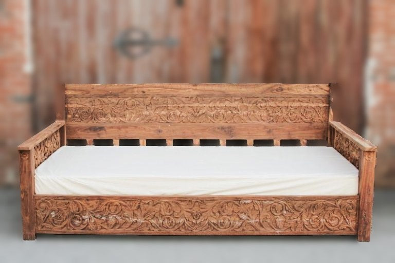 Dalia Hand Carved Indian Solid Wooden Daybed