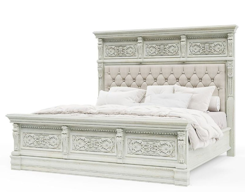 Sasha Hand Carved Solid Wooden Tufted 5-pc Bedroom Set