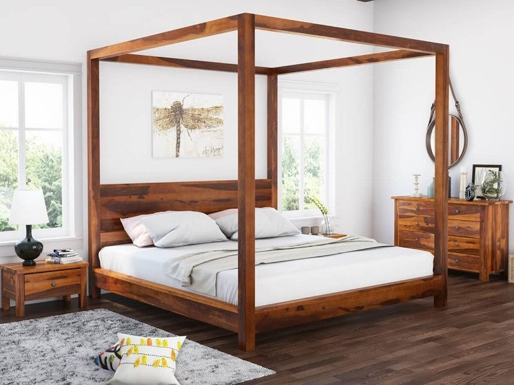 Texan Solid Mango Wood Traditional Platform Bed / Bedroom Set