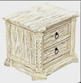 Nimbus Rustic Solid Wood Hand-Carved Nightstand With 2 Drawers