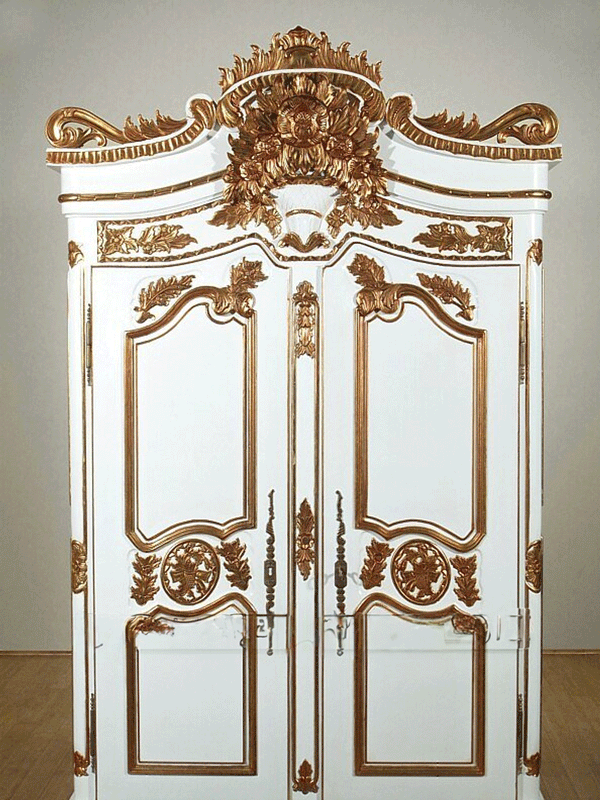 Crown Gold Leaf Antique White/Gold Cabinet