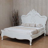 White Crown Hand Carved Wooden Bed