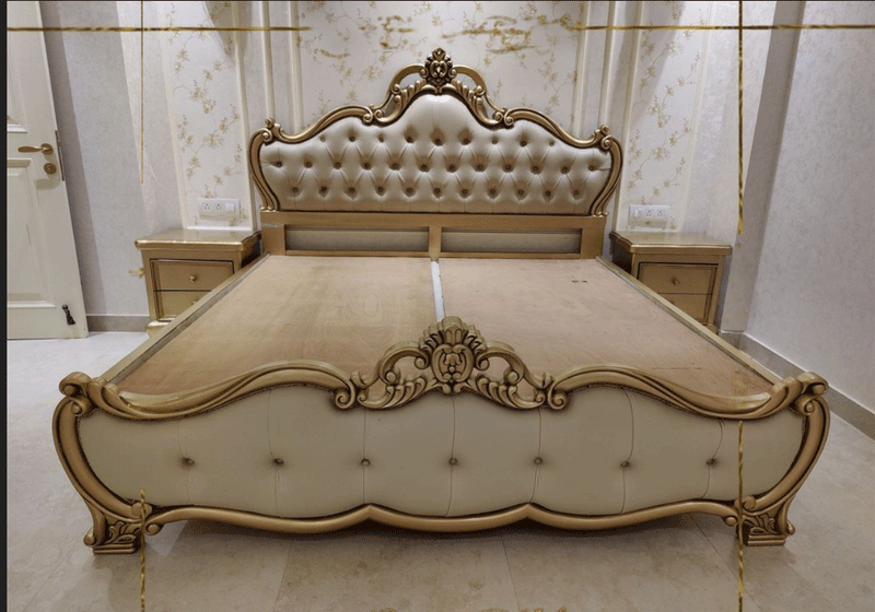 Crown Golden Hand Carved Antique Bed