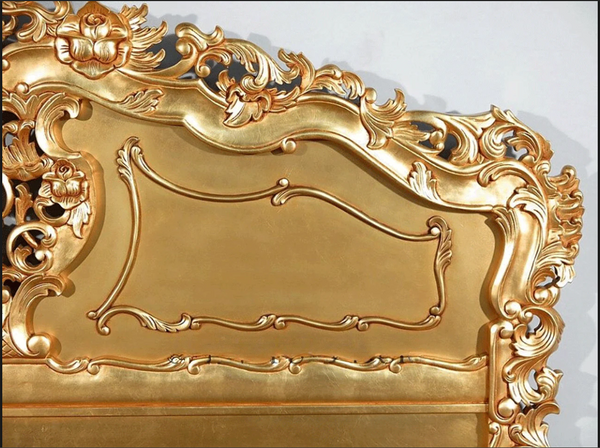 Royal Gold Leaf Hand Carved  Bed