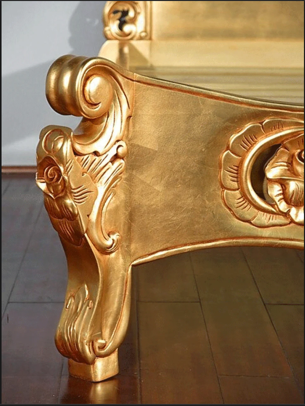 Royal Gold Leaf Hand Carved  Bed