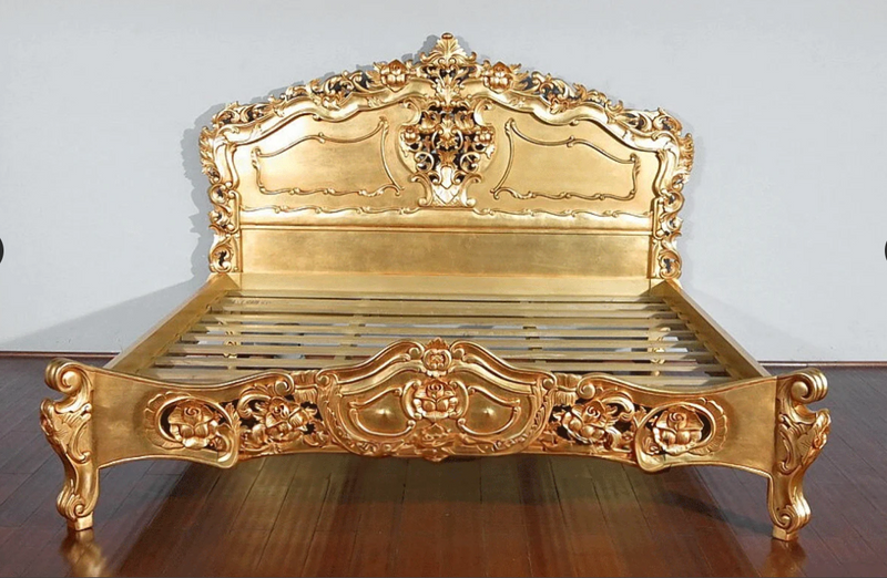 Royal Gold Leaf Hand Carved  Bed