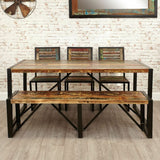 Aspen Reclaimed Wood 6 Seater Dining Set, Table, Bench & Chair