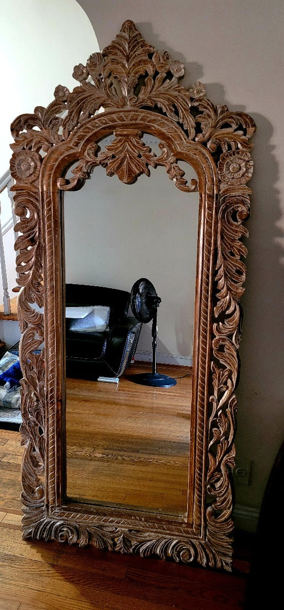 Ornately Carved Floor Mirror