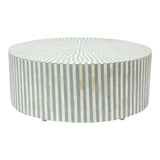 Bone Inlay Strip-Design Round Coffee Table