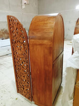 Sitra Arched Natural Floral Hand Carved Wood  Storage Cabinet