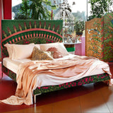 Hamala Solid Mango Wood  Hand Painted And Hand Carved Bed Frame