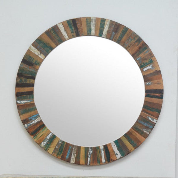 Reclaimed Wood Round Mirror Frame