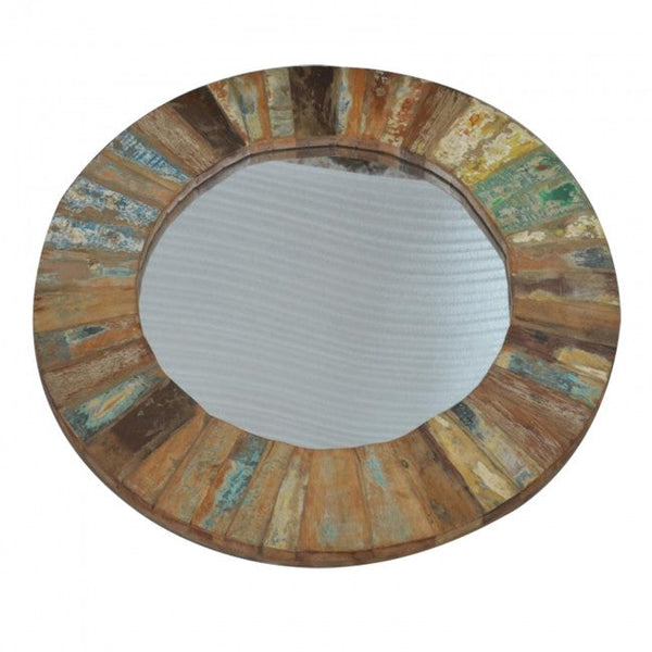 Reclaimed Timber Wood Round Wall Mirror Frame