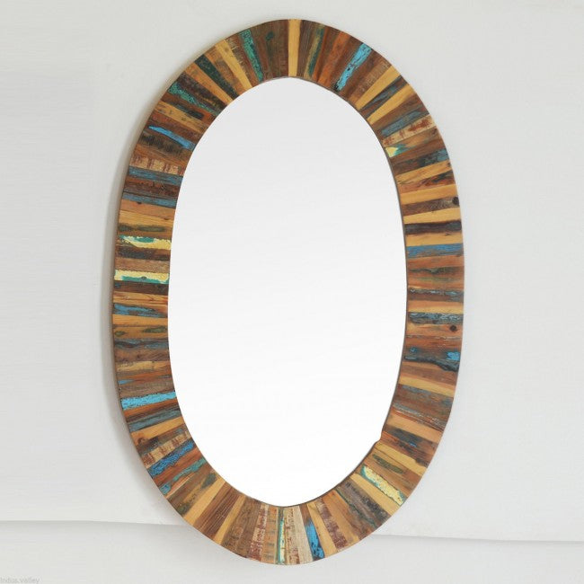 Reclaimed Wood Oval Mirror Frame