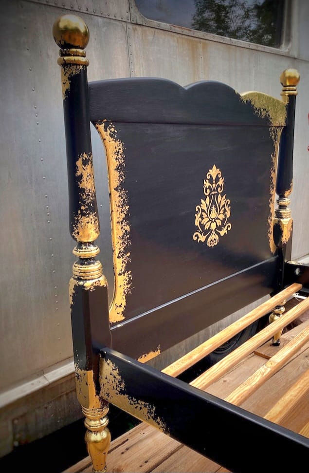 Royal Mirage Hand Carved Solid Wood Golden Accent Bed Frame.