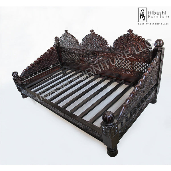 Mughal Hand Carved Arched Daybed