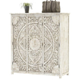 ILANO Hand-carved Solid Mango Wood 3-door Armoire