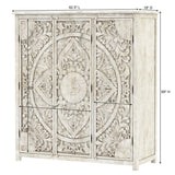 ILANO Hand-carved Solid Mango Wood 3-door Armoire