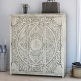 ILANO Hand-carved Solid Mango Wood 3-door Armoire