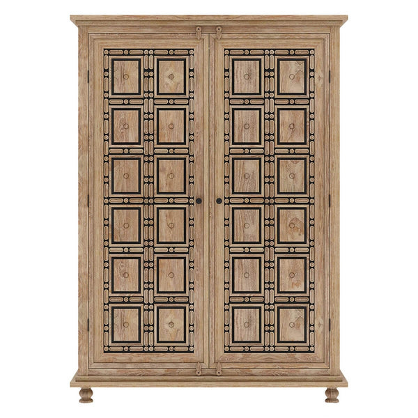 KARINA Traditional Solid Wood Armoire Wardrobe With 4 Drawers