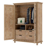 KARINA Traditional Solid Wood Armoire Wardrobe With 4 Drawers