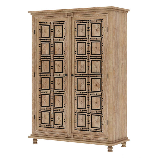 KARINA Traditional Solid Wood Armoire Wardrobe With 4 Drawers