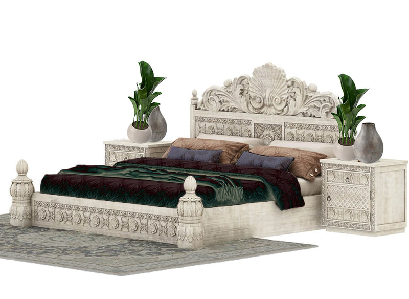 Juffair Hand Carved Solid Wood Platform Bed