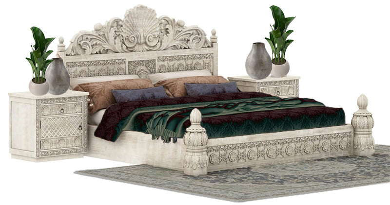 Juffair Hand Carved Solid Wood Platform Bed