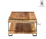 LAHI Rustic Mango Wood 2 Tier Industrial Coffee Table