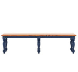 RECTO Blue Two-Tone Solid Wood Large Bench