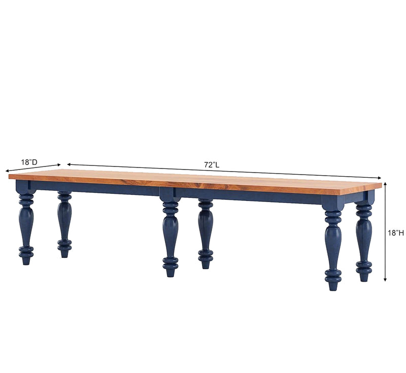 RECTO Blue Two-Tone Solid Wood Large Bench