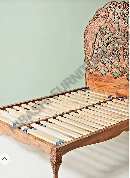 Hand Carved Indian Shajahan Bed Frame Indian Bed/bedside