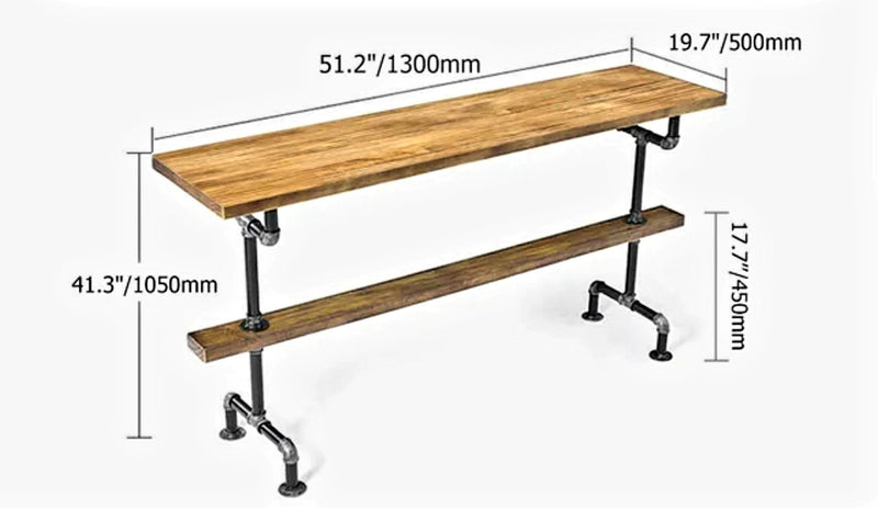 Mesa de bar rectangular retro Banga Mesa de pub industrial natural