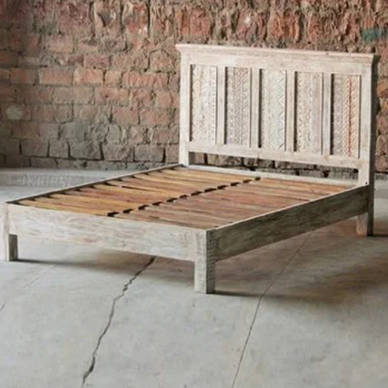 Rainbow Reclaimed Timber Carved Wooden Bed Frames