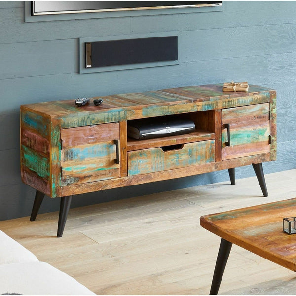Aspen Style Reclaimed Wood TV Stand Unit