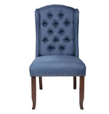 BAYAN Blue Tufted Wing Dining Chair