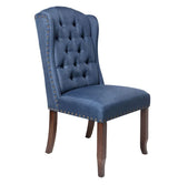 BAYAN Blue Tufted Wing Dining Chair