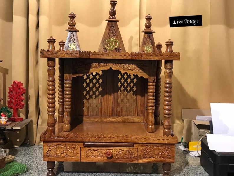 Hand Carved wooden Temple / Puja Ghar / Hand Made Indian Temple