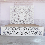 Amani Hand Carved Indian Solid wooden bed frame White