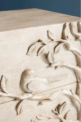 Hand Carved Ornithology Bedside / Entryway