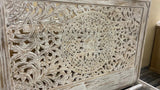 Indian Hand Carved wooden High Headboard Canopy Bed Frame