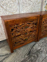 Shajahan Deer Hand Carved Bedside Table