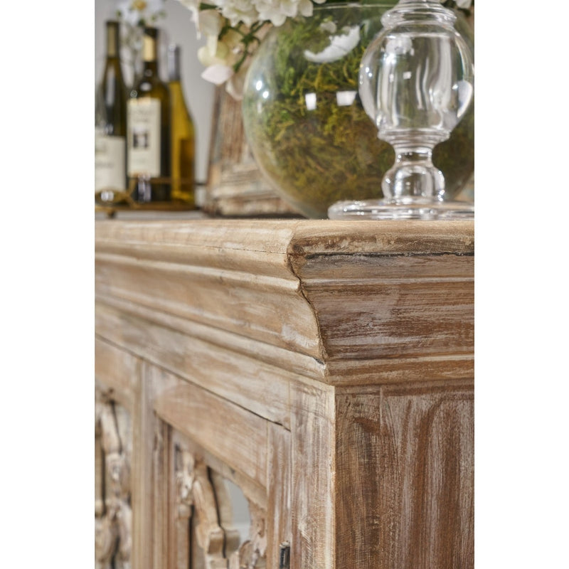 French Arched Wood Sideboards with Mirrored Doors