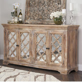 French Arched Wood Sideboards with Mirrored Doors